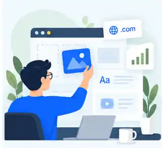 Illustration of a person creating a website